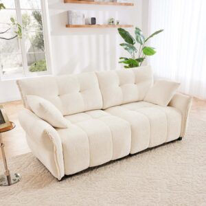 Premium Two-Seater Sofa - Ergonomic Design with High-Resilience Foam Cushions, Modern Chenille Fabric Upholstery for Living Room, Lounge, Office Space, White