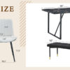 Table and chair set.Modern Black Marble Pattern MDF Dining Table Set - 55"x31.4" with 4 Extended Seat Cushion PU Dining Chairs and 1 Bench,A Choice of Subtle Luxury for Modern Homes.