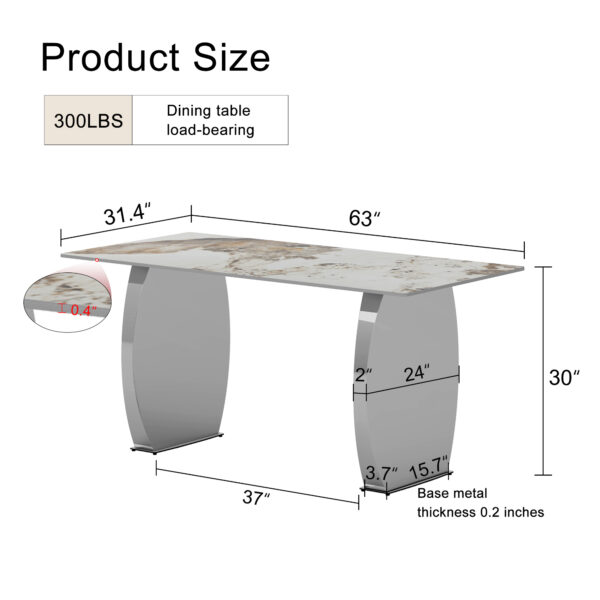 7bc6d806c96441299d29bd5b3d0c4bed_ef16d3f0ff8ce5551ce94e90891c239c Modern rectangular dining table, imitation marbled rock plate table top, stainless steel table legs, suitable for kitchen, dining room, living room 63 inches * 31.4 inches.