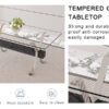 Dining table. Modern tempered glass dining table. Large modern office desk with silver plated metal legs and black MDF crossbars, suitable for both home and office use. Kitchen. 71 ''x35.4''x30 ''