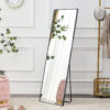 The 4st generation aluminum alloy metal frame wall mounted full body mirror, bathroom makeup mirror, bedroom, decorative mirror, clothing store, floor mounted large mirror, black 63 "* 20"W1151127265