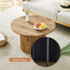 A modern circular coffee table with a diameter of 27.5 inches interprets home aesthetics and practicality. MDF material,cylindrical table leg design.Becoming the visual focal point of home decoration.