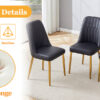 Table and chair set.Luxurious Style Tempered Glass Dining Set-71"x35.4"with 8 Black PU Chairs with Simple Line Designs On The Backrest .Golden Metal Legs.Tempered Glass Top With White Texture sticker.