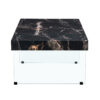 43.3"x23.6" Black Marble-Patterned MDF Coffee Table with Tempered glass legs.Suitable for Living Room.It can be used not only as a coffee table but also as a side table or display stand.