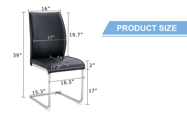 7c80a59f17994efc9f6e68efaba3ee54_338090e85efa1b672ee541c913eea078 Luxury Simple Arch Chair - Set of 4 Black PU Material High Resilience Dining Chair with Arched Metal Silver Leg.