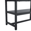 Table and chair set.71*35.4 inch White And Black Spliced Dining Table With Storage Function In The Middle Of The Table Legs.Paired With 8 Black PU Dining Chairs, Simple And Versatile.