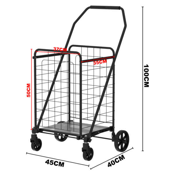 Shopping Cart with Shelf,Grocery Cart on Wheels, Foldable Utility Shopping Carts with Double Basket and 360° Rolling Swivel Wheels for Groceries Laundry
