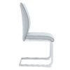 Luxury Simple Arch Chair - Set of 6 Light Gray PU Material High Resilience Dining Chair with Arched Metal Silver Leg.