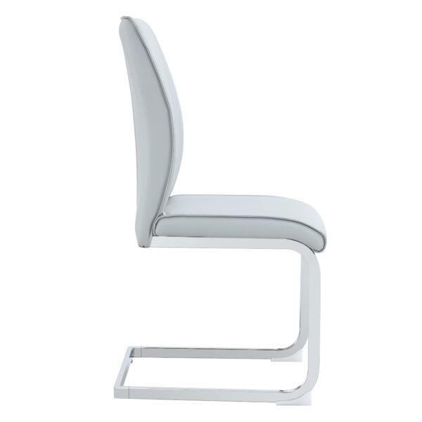 7cf31a4339ba446d8103b38b3833f779_c8669635528a508d71787f4c0b10d4e9 Luxury Simple Arch Chair - Set of 6 Light Gray PU Material High Resilience Dining Chair with Arched Metal Silver Leg.