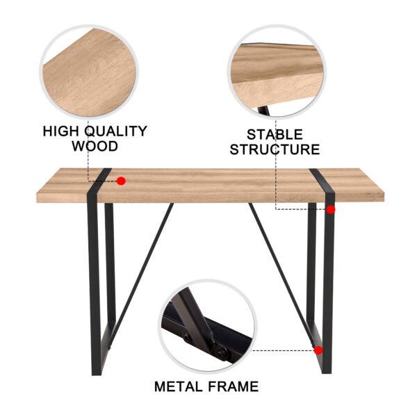 Rustic Industrial Rectangular Wood Dining Table For 4-6 Person, With 1.5" Thick Engineered Wood color Tabletop and Black Metal Legs,Desk For Kitchen Dining Living Room, 55.1" x 31.4"x 29.9"1529W115172