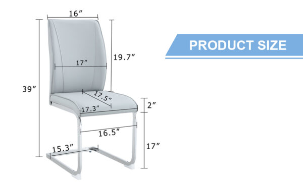7cfe7bfd0d5f49598324aae61ae12810_3246e6a5e8f5e74711a0e73d90d0ab9f Luxury Simple Arch Chair - Set of 6 Light Gray PU Material High Resilience Dining Chair with Arched Metal Silver Leg.