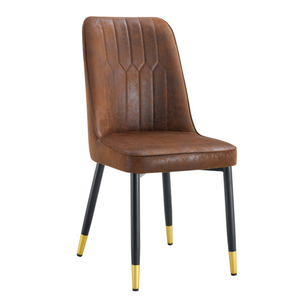 7d2afe77d5e04f3f83e4497d5e0914e5_0faa68ac6ca36ac2c16246a82e7750a2 Brown Suede-like Velvet Dining Chair Set (Six Pieces)Black Metal legs,dinning chairs,brown.Bring a comfortable home experience to the kitchen, bedroom, and office.