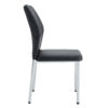 Luxury Simple Chair - Set of 6 BLACK PU Material High Resilience Dining Chair with Metal Silver Leg.The Chair Back Has a Vertical Stripe Design With Smooth And Uniform Lines.