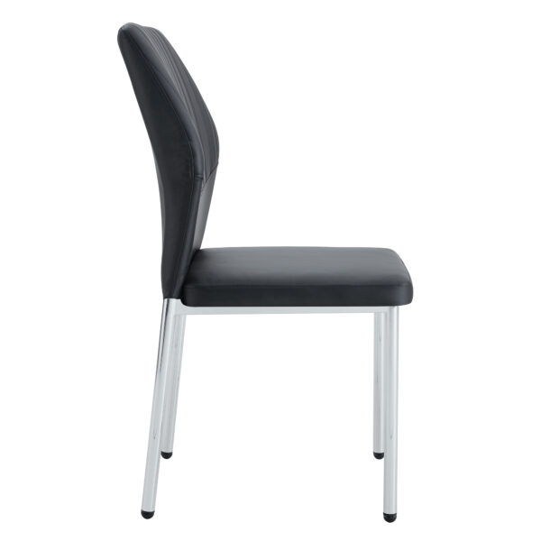 7d3e1b468788436eb402c14ebc561bf5_931a26137767c4ddbd67e477cf08e688 Luxury Simple Chair - Set of 6 BLACK PU Material High Resilience Dining Chair with Metal Silver Leg.The Chair Back Has a Vertical Stripe Design With Smooth And Uniform Lines.