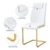Modern dining chairs, dining room chairs, and golden leg cushioned chairs made of artificial leather, suitable for kitchens, living rooms, bedrooms, and offices. Set of 6 pieces (white+PU )C-001