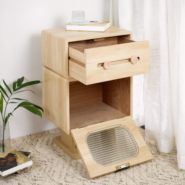 7d654b9a16b8402786f8fd932bf296ea_5eb394a56b0f91f8453fbb455888eb29 MDF CREATIVE ROTATABLE ROBOT STORAGE SIDE TABLE, NATURAL COLOR