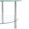 Contemporary Minimalist Double Layer Tempered Glass Coffee Table - 27.5" Top and 23.6" Bottom.Reinforced Glass Tabletop,Stainless Steel Silver Plated Legs.