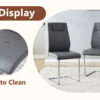 Table and chair set.63"x31.5x30" Luxurious Snow Mountain Patterned Sintered Stone Table with Silver Metal Butterfly Legs.Paried With 4 Dark Gray High-quality PU Chairs With Arched Metal Legs.