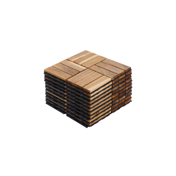 30 PCS Interlocking Deck Tiles Checker Pattern, 12" x 12" Square Yellow Acacia Hardwood Outdoor Flooring for Patio, Bancony, Pool Side,...