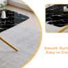 63"x35.4" Luxurious Black Marble-Patterned Tempered Glass Dining Table.Single Fork Golden Metal Table Legs.Tempered Glass Table Top,Golden Metal Leg.Make it Adaptable To Various Decoration Styles.