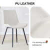White artificial leather backrest cushion dining chair, black metal legs, curved widened cushion design for more comfort, suitable for restaurants, kitchens, bedrooms, offices.(6 chairs) 0502