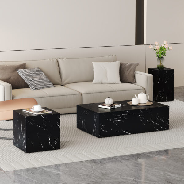 7dc2305afac64d918bb04d2397261404_79a87f829a163f26591d64bd37da4bc7 Harmonious Black Marble Texture MDF Coffee Table Set - A Choice for Modern Home Harmony.Black Marble Texture Sticker,Density Board Sticker,MDF.