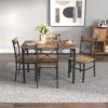 Dining Table Set for 4, Wood Kitchen Table with  Chairs Dinning Table Set for Kitchen & Dining Room, Compact Dining Set for Small Spaces, Rustic Brown