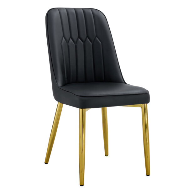 7e1c0fd71e134c3293d1a193c6699e2c_1309d244c8ce578d26a76dc950e0b3eb 4 modern dining chairs, sleek PU leather backrest, and gold metal legs bring a comfortable home experience to the kitchen, bedroom, and office.