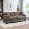 Two-seat Sectional Sofa Modular Deep Seat Sofa Couch Chenille Sofa Sleeper Comfy Upholstered Furniture for Living Room Apartment Studio Office-Gray