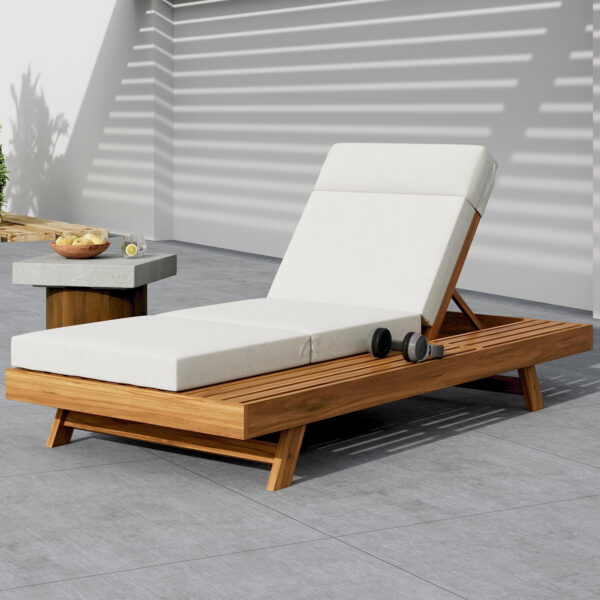 7e8d61843bf44e1ba2b9e90fb2f29803_d9837b194fd7b9edea289bc81ce89469 LOUNGE CHAISE SET WITH HEADREST,SPACE AVAILABLE ON ONE SIDE, ACACIA WOOD WITH WATER-RESISTANT LOUNGE CUSHIONS (CREAM & 3-FOLD & 4 inch) - MATCHING DARK GREY/BEIGE VERSION AVAILABLE