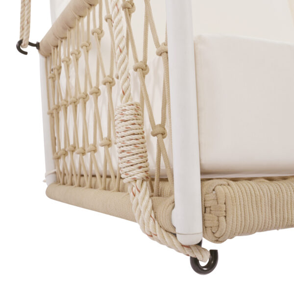TREXM 1-Piece Woven Rope Outdoor Swing Sofa with Soft Cushions Seating 2 for Patio, Courtyard and Balcony (Beige)