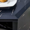 Modern Minimalist Black Hexagonal Coffee Table Set.Hexagonal MDF coffee table, characteristic pattern stickers, multi-hole design to give more storage space.Two coffee tables of different sizes.