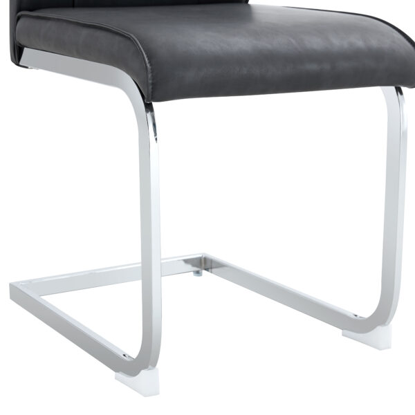 7eb01ca1a1bc4f85a00c4c317e40c891_ec25d6b23d169d650b9010019831ef46 Luxury Simple Arch Chair - Set of 8 Dark Gray PU Material High Resilience Dining Chair with Arched Metal Silver Leg.Crazy Horse Texture PU Dining Chairs.