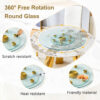 Double layer rotatable round glass.The rotatable design makes it more convenient to retrieve and place items.The upper glass has a diameter of 30.3 inches, while the lower glass15 inches.