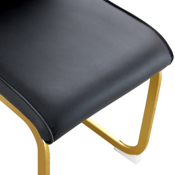 7efcd7df949b43068e8838871e1b8a00_8e0495d5a6b119df14c5d0505c17e07f Luxury Simple Arch Chair - Set of 4 BLACK PU Material High Resilience Dining Chair with Arched Metal Gold Leg.