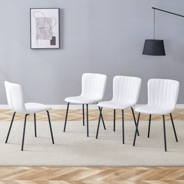 Luxury Minimalist Chairs - A set of 4 high quality dining chairs with black metal legs. The integral metal leg structure is suitable for various interior decoration styles.
