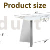 Table and chair set.63*31.4 Inch Luxurious Cold Jade Sintered Stone Dining Table Set - 6 White High-quality PU Chairs With Arched Silver Metal Legs.Perfect For Dinner Room,Meeting Room,Kitchen,etc.