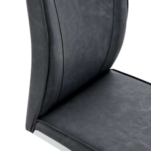 7f69c380d4b44c6ab6f4df8c8775157c_adb95e62b865d3fc1e485d0cfa95dd45 Luxury Simple Arch Chair - Set of 8 Dark Gray PU Material High Resilience Dining Chair with Arched Metal Silver Leg.Crazy Horse Texture PU Dining Chairs.