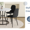Table and chair set.A Modern Minimalist Circular Dining Table With A Diameter Of 33.3 Inches.Paired With 4 Black Linen-Cotton Material High Resilience Dining Chair with Metal Black Leg.