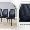 Luxury Simple Chair - Set of 6 BLACK PU Material High Resilience Dining Chair with Metal Black Leg.The Chair Back Has a Vertical Stripe Design With Smooth And Uniform Lines.
