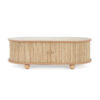 MDF ELEGANT LONG OVAL STORAGE SIDE TABLE WITH RETRO CHARM, NATURAL COLOR