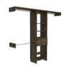 Cross Closet System, One Drawer, Three Metal Rod, Five Open Shelves