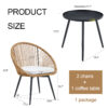 Modern 3-Piece Set: 17.7" Anti-Spill Round Coffee Table + 2 Rattan Swivel Chairs, Outdoor Patio Furniture for Tea Time.Suitable for Various Outdoor Venues.3-piece Set Packaged As A Single Package.
