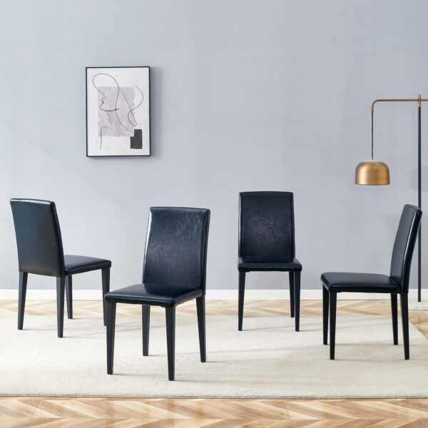 7fcf7f39872247c98dcef3670d89a809_205a749e60a3408d2b3c05e9ecc46278 Four black PU dining chairs, simple and versatile, comfortable and accompanied. The exquisite and multifunctional dining chair has opened up a comfortable new experience. (4-piece set)
