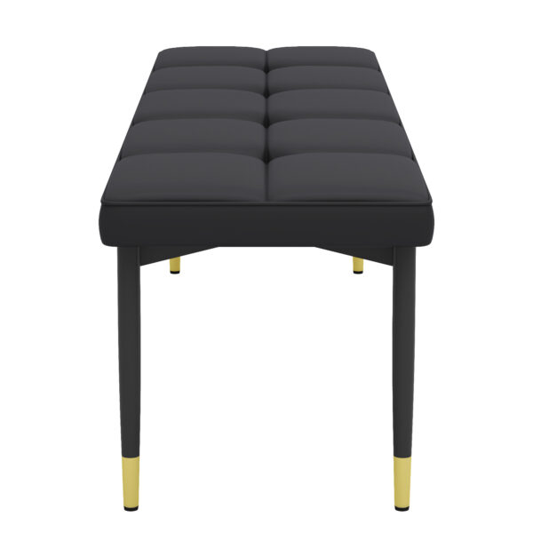 7fd366abf60f45bbab9dc89e1fbbf8bc_51aec8112a7513c5f548d5f5b1a102a9 59*17 Inch Multifunctional Black Shoe Bench - Faux PU Cushion, Sturdy Metal Legs With Gold Accents.Suitable For Bedroom,Fitting room, Storage room, Dining room, and Living room,etc.