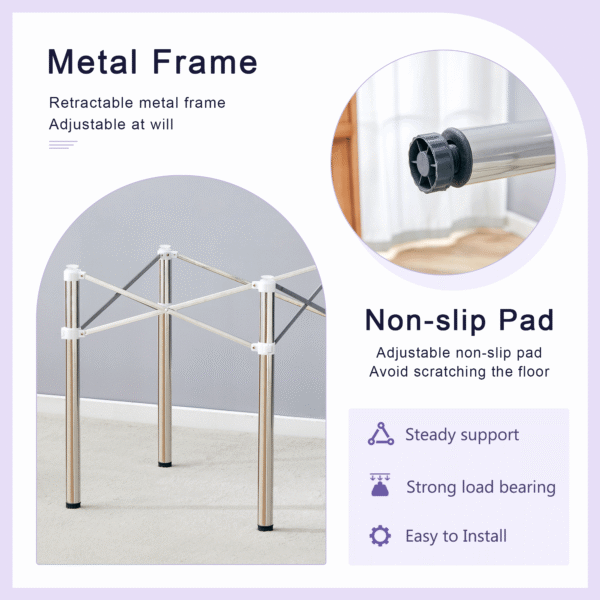 7fe7088a19ca4ccf8d7486c95a5d72f9_a1edd2b40e1769a51e4a772c87f6923d Only Table Leg.Simple Silver Stainless Steel Folding Table Frame - Multifunctional, Space-Saving.Folding Table Frame,Silver Stainless Steel Material,5.5*5.5*28.7~26.3*26.3*28.7 Inch.