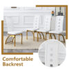 Table and chair set.63"*35.4" White Imitation Marble Pattern MDF Dining Table Set - 6 PU Chair With White Saddleback, Geometric Pattern Backrest,Golden Curved Metal Leg.Suitable For Various Scenes.