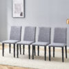Four Light Gray Linen-Cotton dining chairs, simple and versatile, comfortable and accompanied. Exquisite and versatile dining chairs unlock a comfortable new experience.(Set of 4)