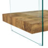 31.4 Inch Modern Two-Tier Square Coffee Table -An Elegant Combination of Clear Glass and Light Wood Texture Sticker.It can be used not only as a coffee table but also as a side table or display stand.