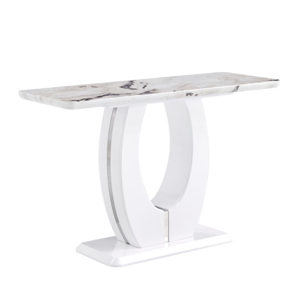 Modern Simple Glossy White Rectangular Counter Bar Table 47.24" x 18.11" x 29.52" For Living Room Bedroom Bedside Entrance House Balcony Office Bathroom. BT-1280